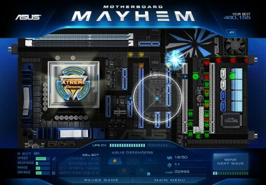 ASUS motherboard mayhem flash game
